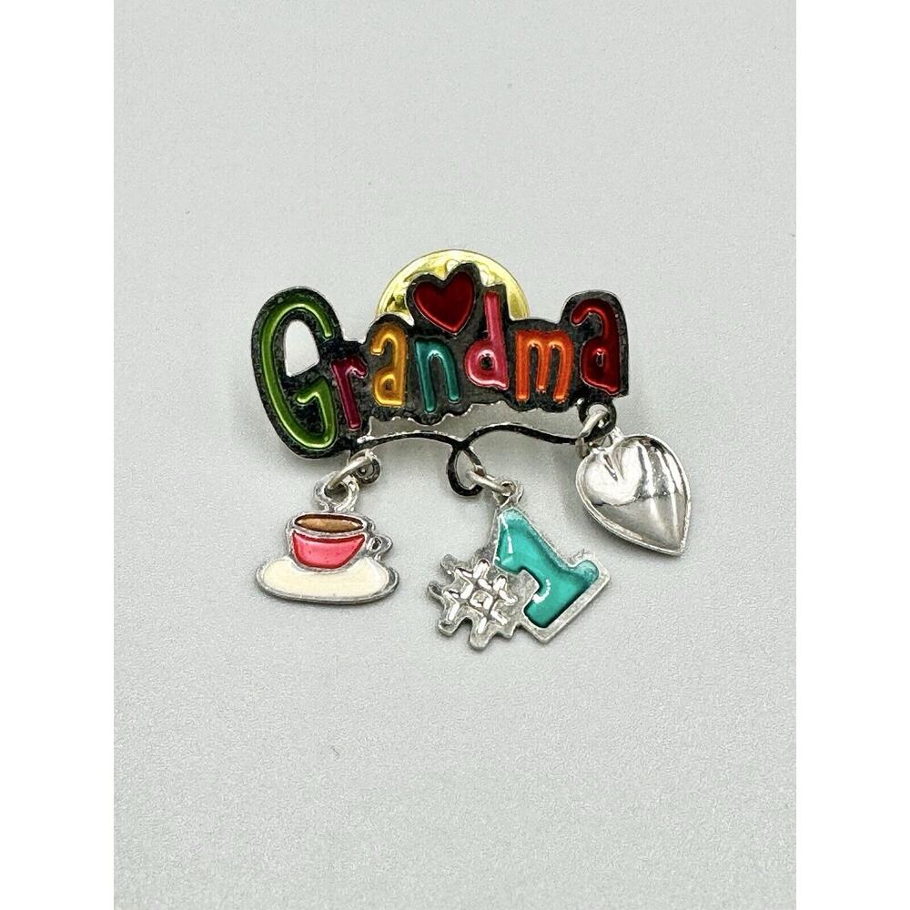 Grandma With Dangling Charms Lapel Pin‎ Brooch